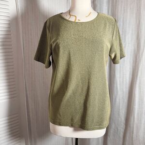 Style & Co Blouse Size M Women's Y2k Dark Gold Metallic Oversized Top